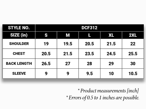 DCF312 Premium A+ Size Chart-600x450