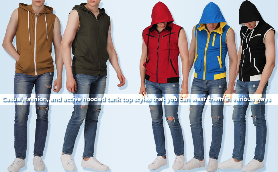 MENS SLEEVELESS HOODIE ZIP UP