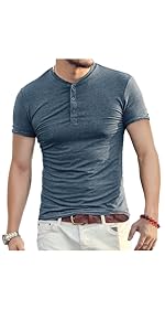 Aiyino Mens Casual Slim Fit Short Sleeve Henley T-Shirts