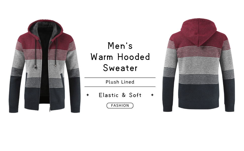  Men''s Zip Up Hooded Fleece Cardigan Sweater Winter Warm Sherpa Lined Jacket Coat Hoodies 