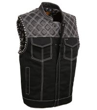 Milwaukee Leather Mens Men Denim Cotton Motorcycle Biker Riders Vest Shirt Style Collar