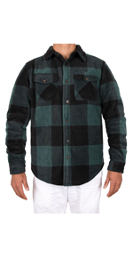 Mens Warm Sherpa Lined Plaid Flannel Shirt Jac