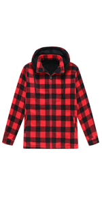 Men''s Sherpa Lined Fleece Flannel Shirt Jac with Removable Hood