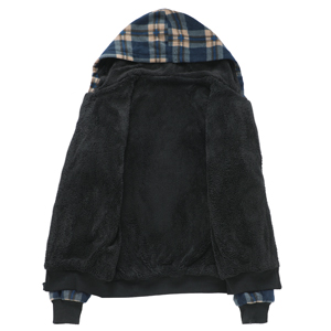 Men''s Thicken Sherpa Lined Checkered Flannel Hoodie Shirt Jacket