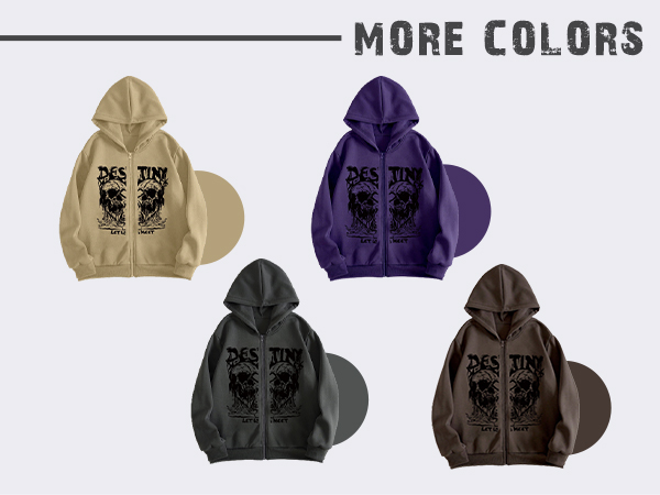 Zip Up Hoodies Graphic Y2k Hoodies Sweatshirt long Sleeve Western Streetwear Hoodies Pullover