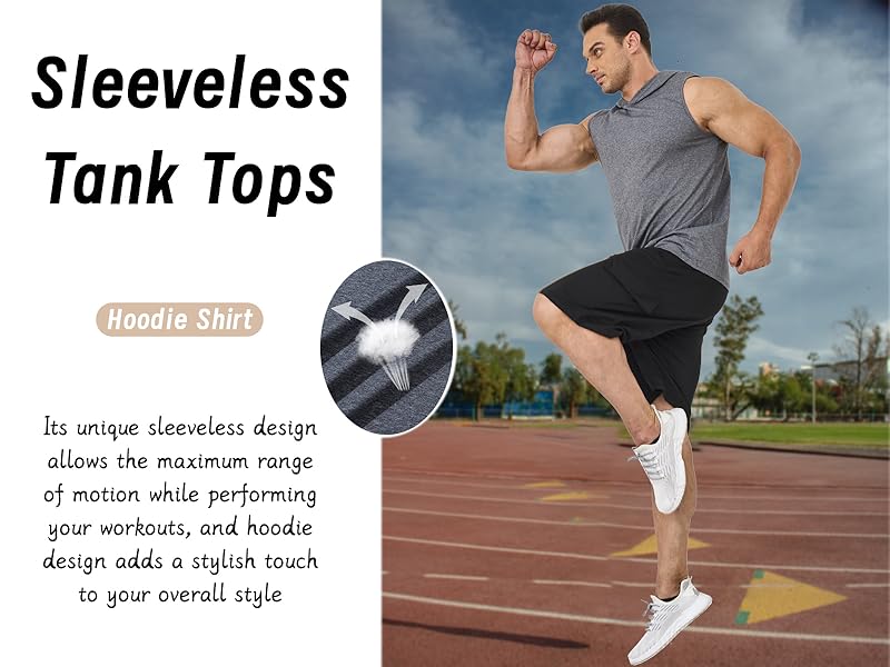 Tank Tops Men Hooded Cotton Summer Tee Shirts Lightweight Muscle T Shirts