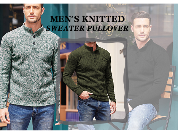 Men''s Casual Henley Pullover