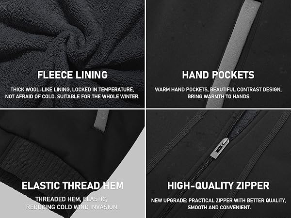 mens wool lining hoodies