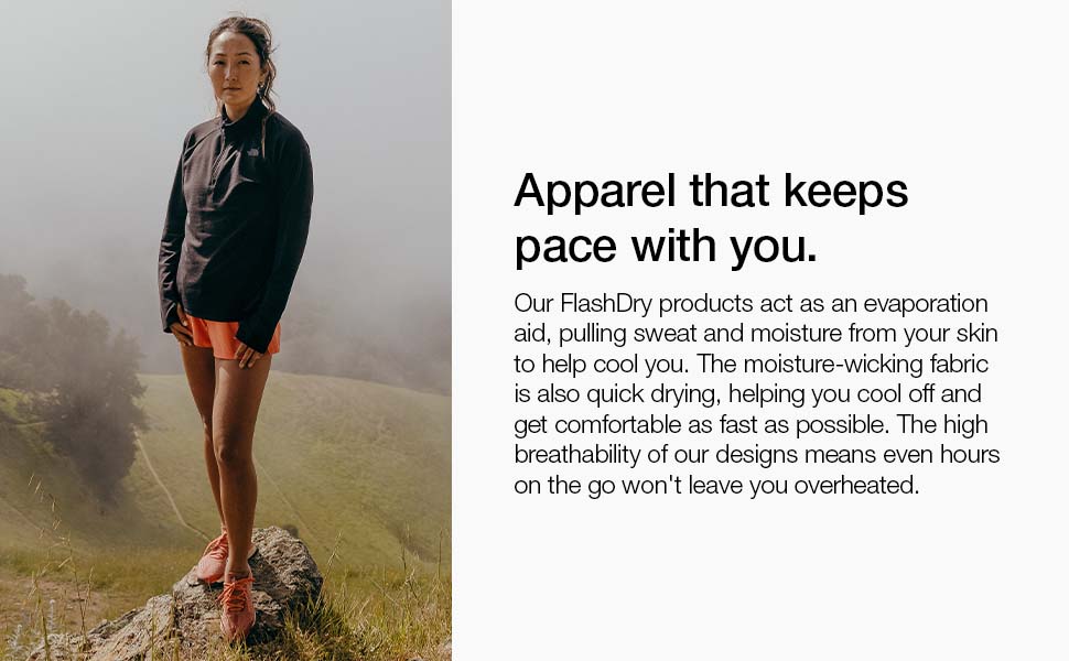 The moisture-wicking fabric acts like a second skin to help you cool off and keep dry.