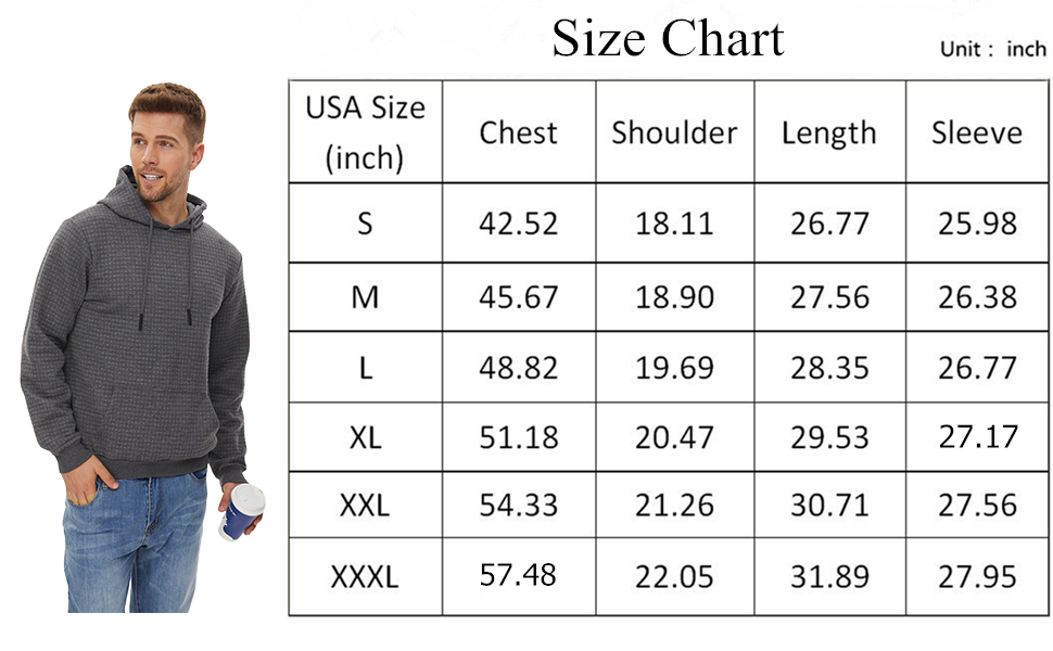 mens hoodies size chart