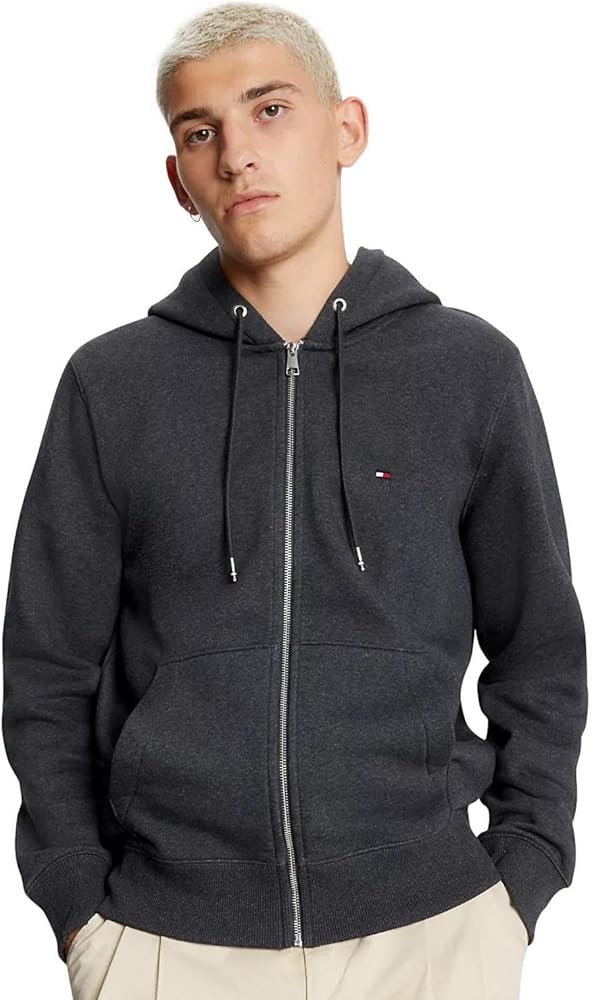 TOMMY HILFIGER Men's Signature Fleece Zip Up Hoodie Sweatshirt 2024 Collection