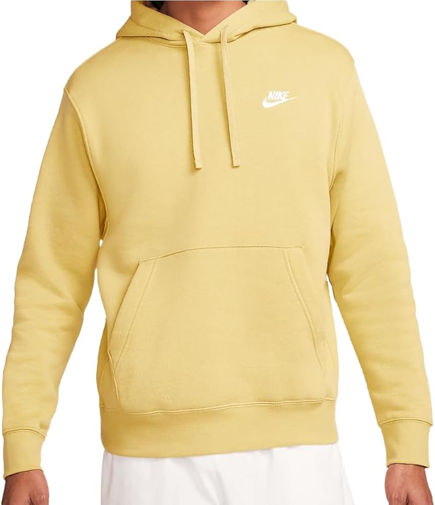 Nike Men's Pull Over Hoodie (US, Alpha, 3X-Large, Regular, Regular, Buff Gold/White)