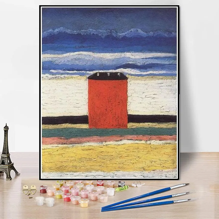 Paint by Numbers Kits for Adults and Kids Red House Painting by Kazimir Malevich Arts Craft for Home Wall Decor