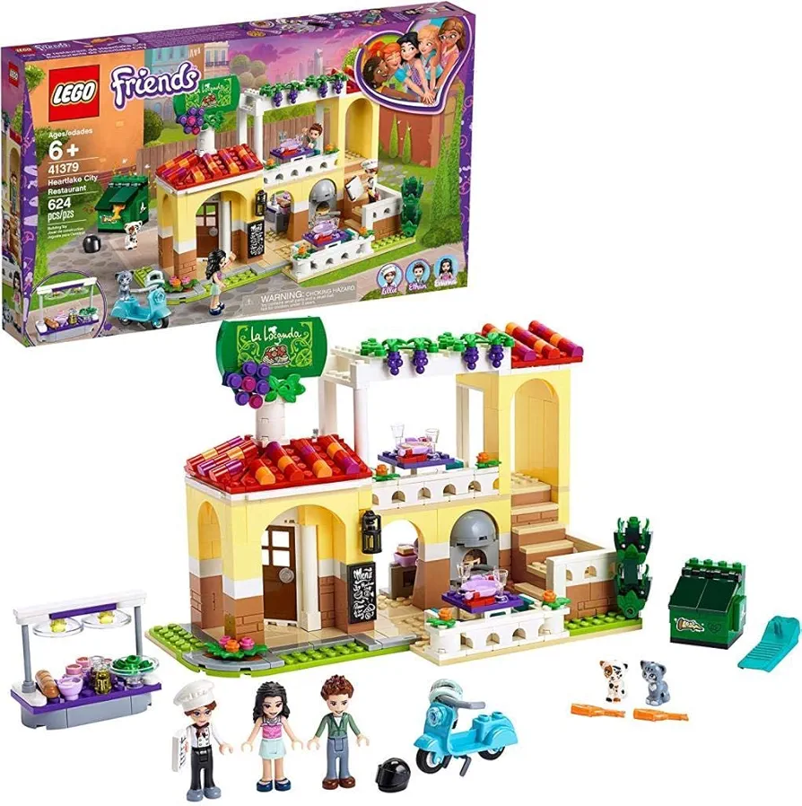 LEGO Friends - Heartlake City Restaurant New Building Construction Toy with Mini Dolls, Includes Scooter Toy (41379)