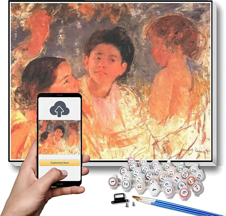 Paint by Numbers for Adult Two Young Girls with A Child Painting by Mary Stevenson Cassatt Arts Craft for Home Wall Decor