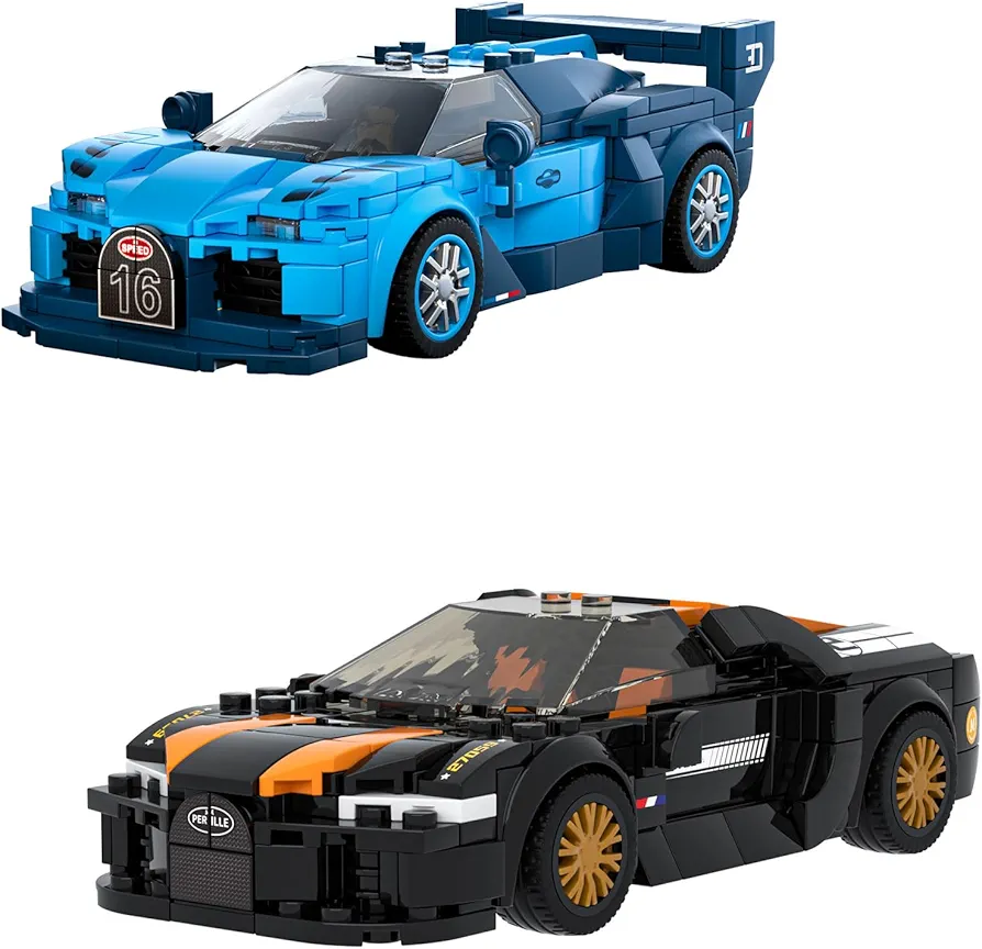 Mould King Speed Championship Vision GT and Chiron 300 Model Cars Building Toys with Display Case, Collectible Model Car Kits, Cool Car Models Building Blocks Toy Cars for Adult and Kids 8+