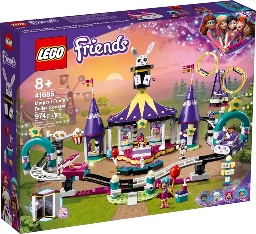 LEGO Friends Magical Funfair Roller Coaster 41685 Building Kit; Pretend Playset for Kids Who Love Theme Park Toys; New 2021 (974 Pieces)