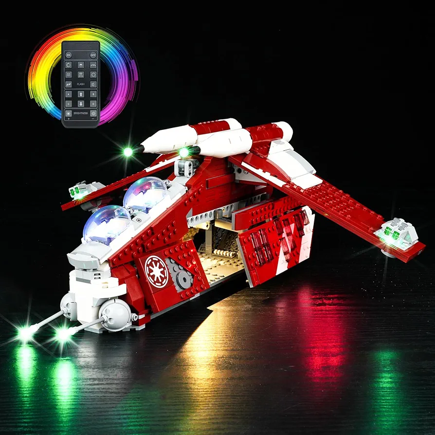 LED Lighting Kit for LEGO Star Wars: The Clone Wars Coruscant Guard Gunship 75354, LED Light Compatible with LEGO 75354 Building Block Models (Remote Control Version)