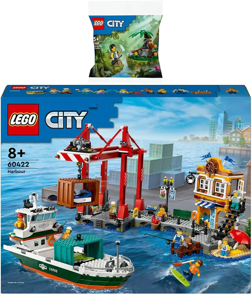 Lego City Set: 60422 Port with Cargo Ship & 30665 Jungle Explorer with Baby Gorilla