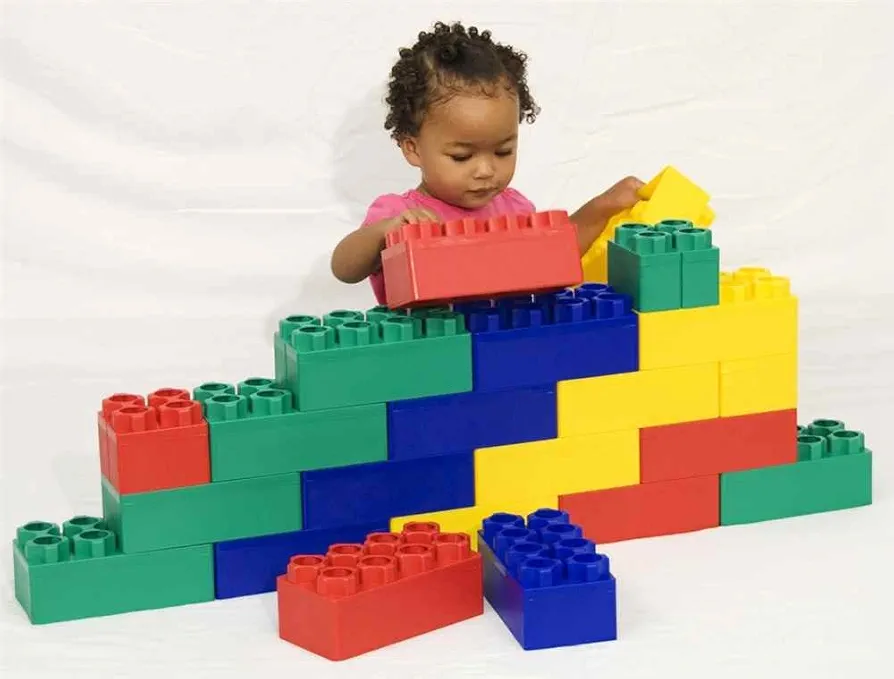 24pc Jumbo Blocks Preschool Set - 8" and 4" Large Building Blocks for Toddlers - Stackable - Creative and Educational Development for Children by Kids Adventure