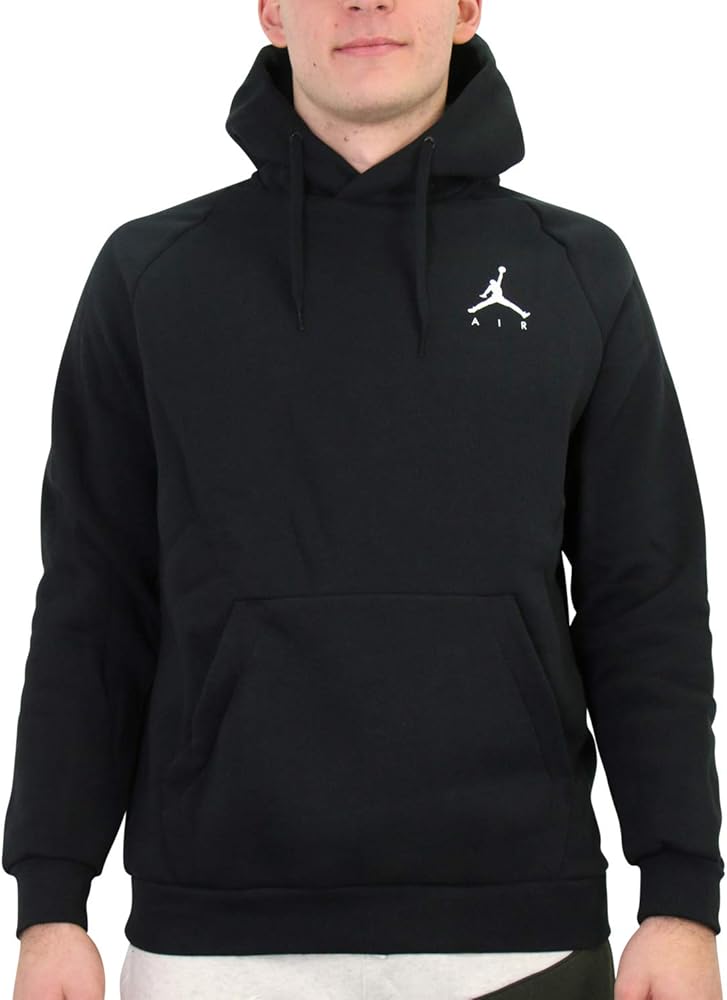 Jordan Nike Mens Jumpman Fleece Pull Over Hoodie Black/White 940108-010-Size Large