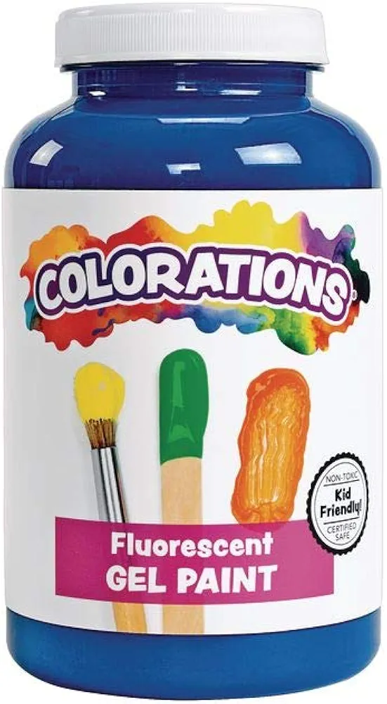 Colorations® Gel Paint, Flourescent Blue, 16oz, Non-Toxic, Safe, Painting, Gel Paint, Kids Paint, Washable Paint, Finger Paint, Paint For Kids, Washable Paint For Kids, Art and Crafts