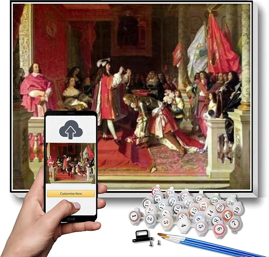 DIY Oil Painting Kit,King Philip V of Spain Making Marshal James Fitzjames Painting by Jean Auguste Dominique Ingres Arts Craft for Home Wall Decor