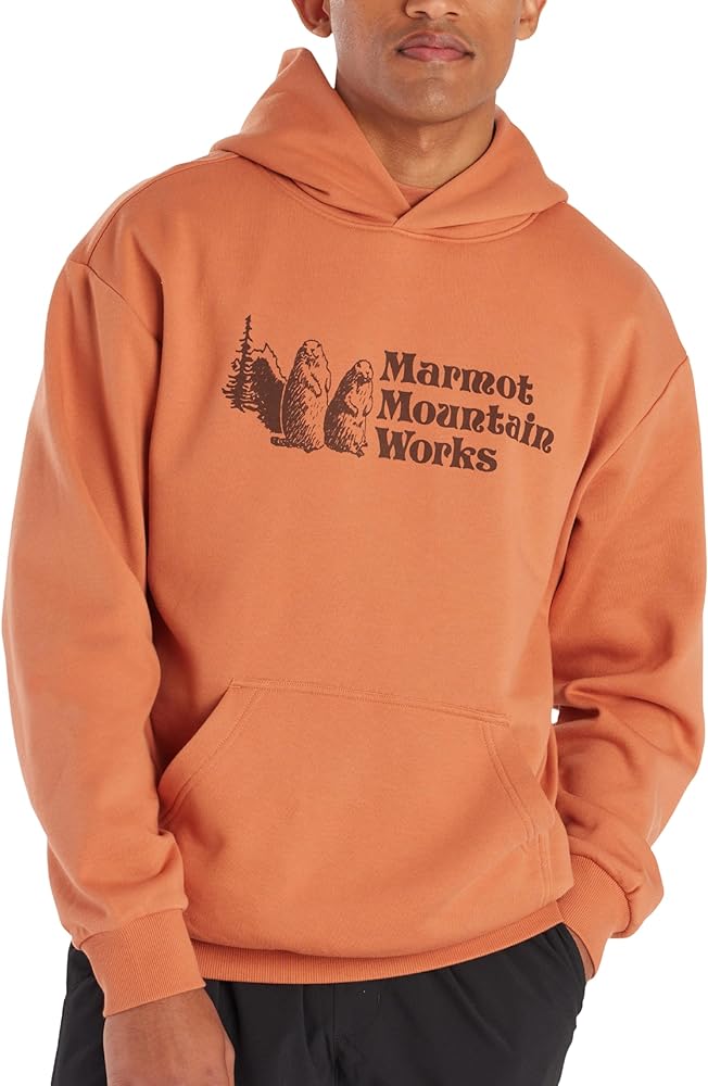 MARMOT Men's MMW Hoody - Hooded Sweatshirt with Screen Printed Graphic, Double-Layer Hood and Kangaroo Pocket