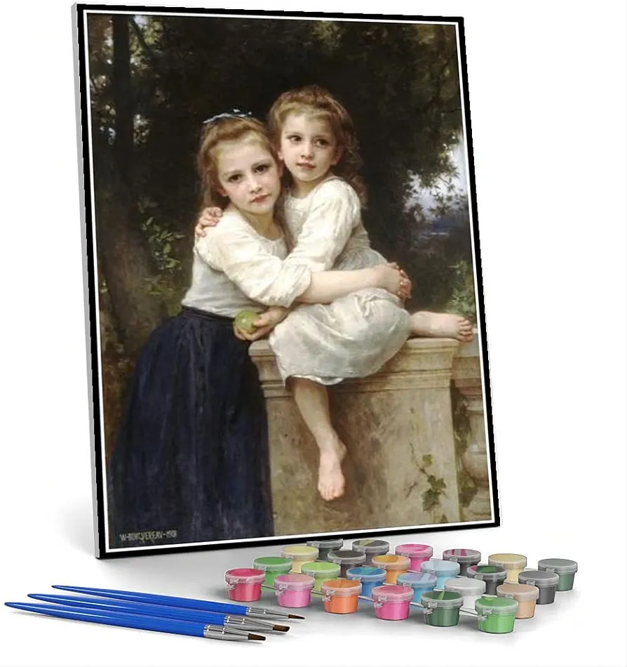 DIY Painting Kits for Adults Two Sisters Painting by William-Adolphe Bouguereau Arts Craft for Home Wall Decor