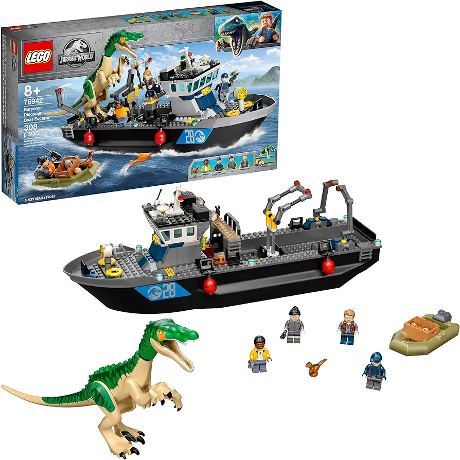 LEGO Jurassic World Baryonyx Dinosaur Boat Escape 76942 Building Kit; Cool Toy Playset for Creative Kids; New 2021 (308 Pieces)