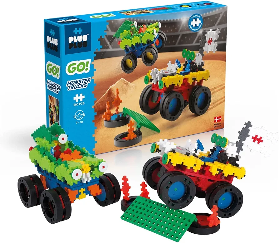 PLUS PLUS GO! Monster Trucks – 600 Pieces – PP7014 Basic