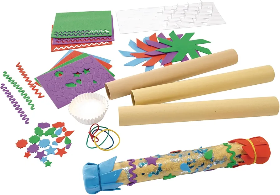 Colorations - RAINKIT DIY Rainstick Kit for Kids, Set of 12, EVA Foam and Cardboard, Native American, Craft Kit, Self-Adhesive, Toys for Kids, Early Learning, Multi-Cultural, Social Sensitivity