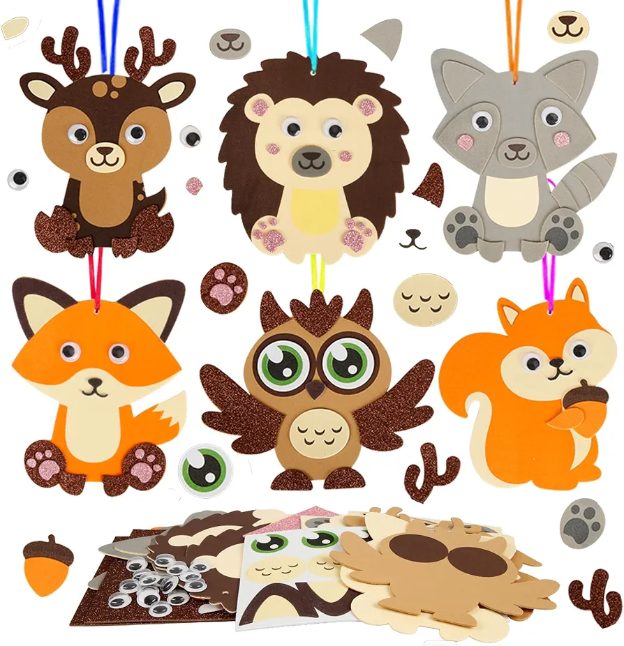 12 Pack Animal Craft Kit for Kids Make You Own Animal Foam Stickers DIY Arts and Crafts for Kids Boys Girls Party Decoration Birthday Gifts