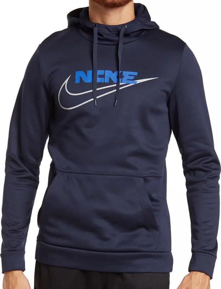 Nike Therma-FIT Men's Pullover Training Hoodie (Obsidian/Game Royal) (US, Alpha, Medium, Regular, Regular, Obsidian/Game Royal)