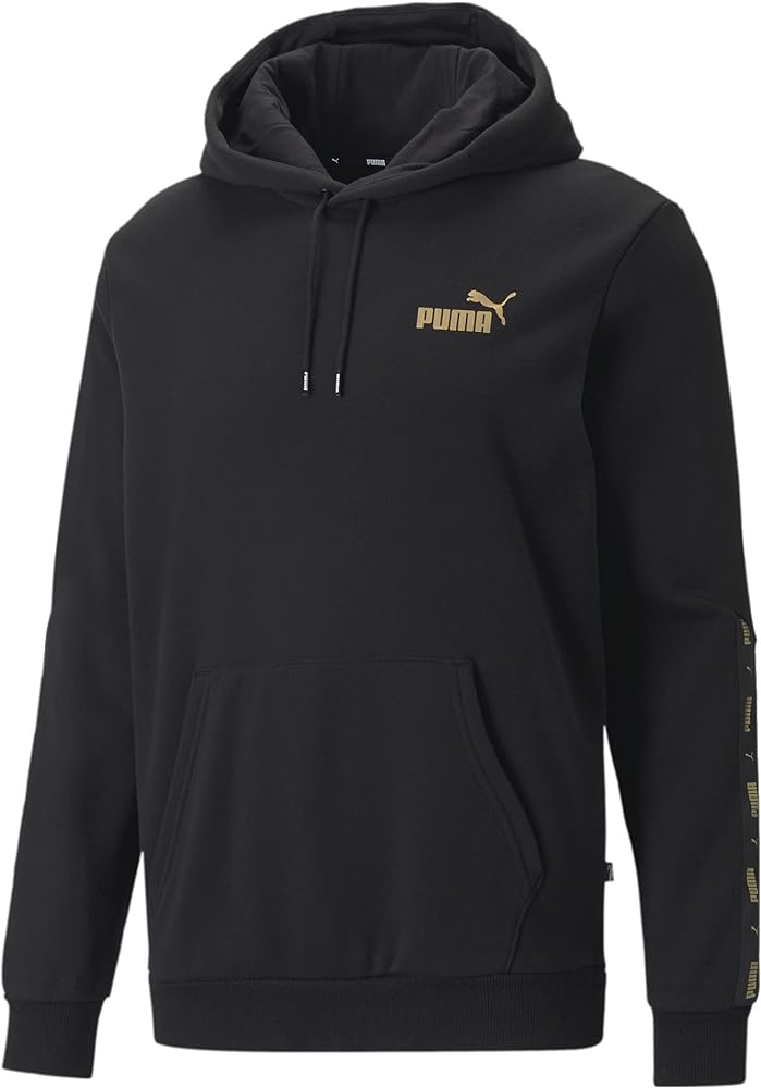 PUMA Men's Essentials+ Tape Golden Hoodie, Black, Small