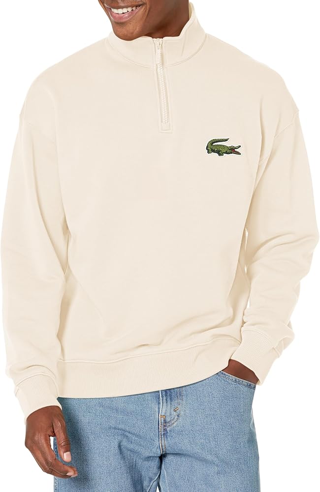 Lacoste Mens High Neck Organic Cotton Zip Up Sweatshirt