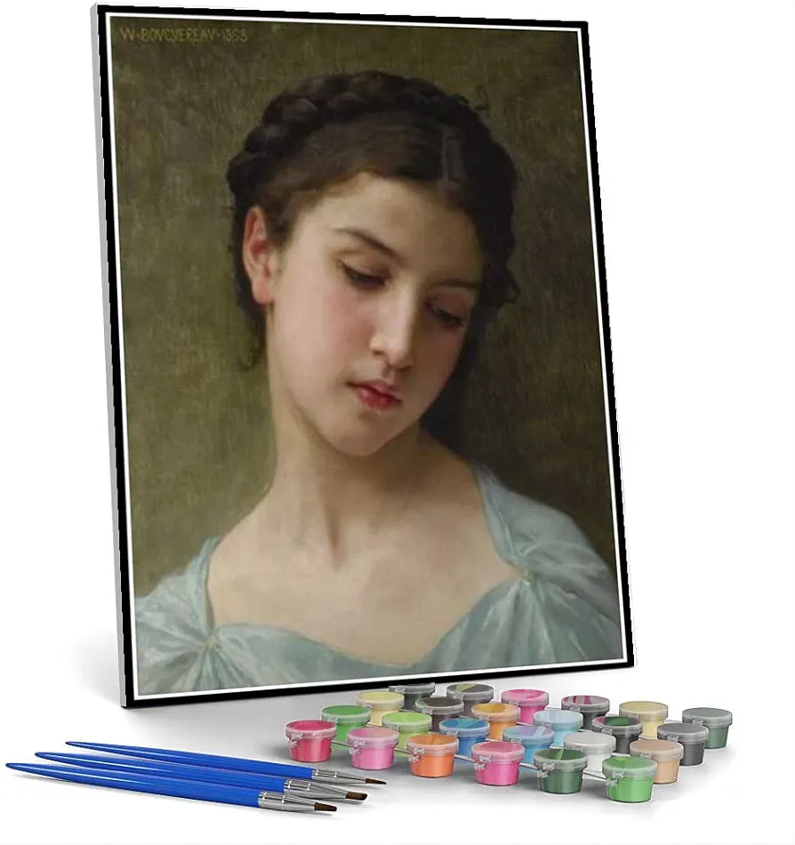 Paint by Numbers Kits for Adults and Kids Portrait of A Young Girl Painting by William-Adolphe Bouguereau Arts Craft for Home Wall Decor