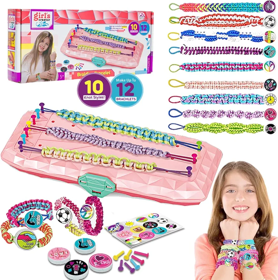 Ingooood Friendship Bracelet Making Kit for Girls, DIY Braided Rope Kids Jewelry Making Kit Craft Toys for 6 7 8 9 10 11 12 Years Girls, Party Supply and Travel Activities