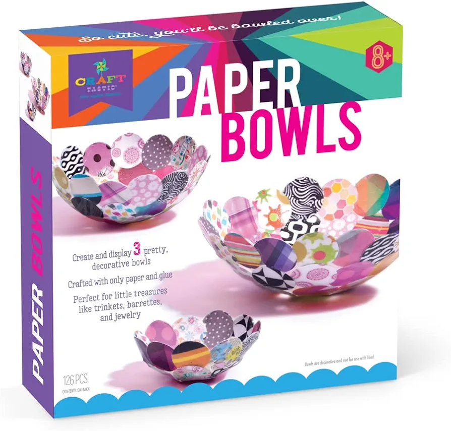 Craft-tastic Paper Bowls — DIY Bowl-Making Paper Craft Kit — Makes 3 Different Sizes — For Kids Ages 8+