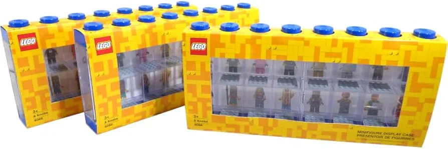 LEGO Storage Products: 40660005X3 Minifigure Display Case 16 (Pack of 3) Bright Blue New