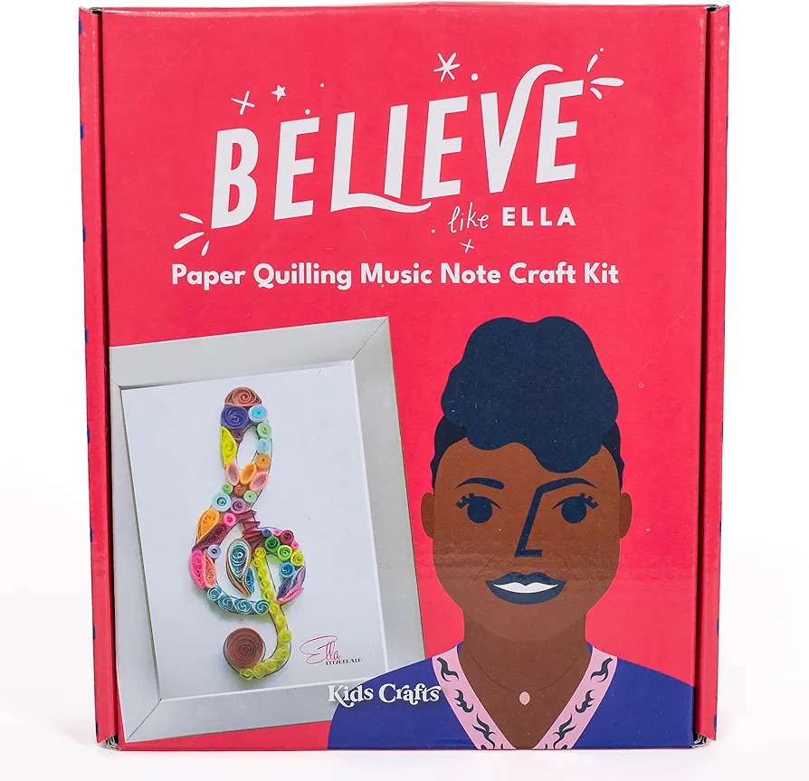 Believe Like Ella Paper Quilling Music Note Craft Kit - w/ 6x8 Frame, DIY Trailblazer Women Inspired Arts & Crafts, LeadHER, Ages 7+