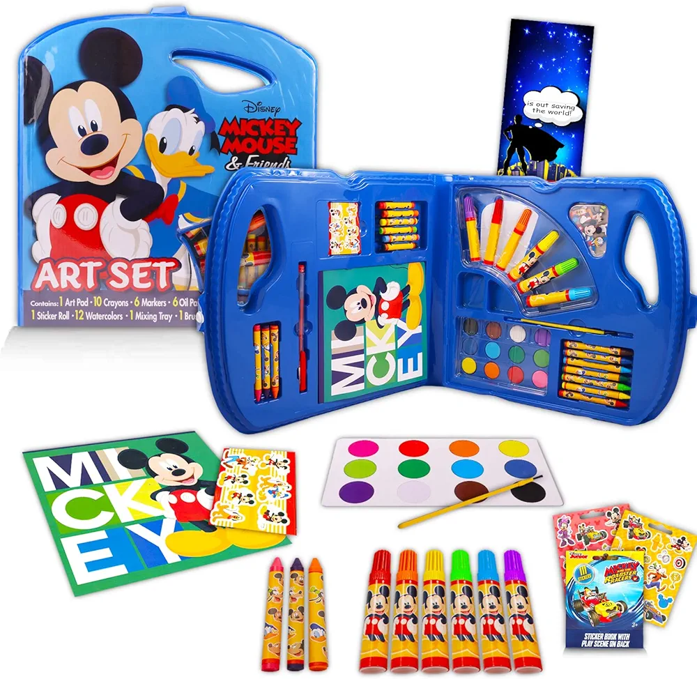 Classic Disney Disney Mickey Mouse Art Set for Kids 40 Piece Bundle with Mickey Mouse Art Pad, Co kids paint set