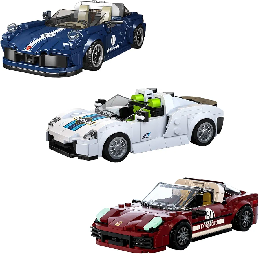 Mould King Speed Championship 911 Targas and 918 Super Car Building Sets with Display Cases, ollectible Model Car Kits, Cool Car Toys Building Blocks Toy Cars for Adult Kids 8+