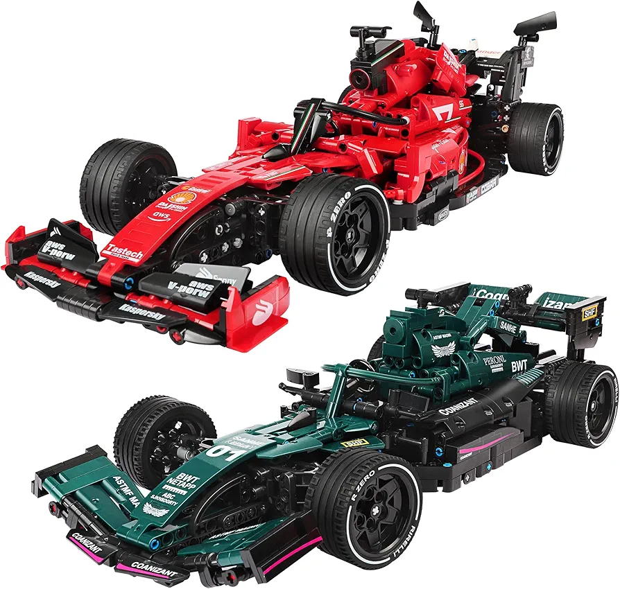 F1 Racing car technic Building Sets,Formula 1 Model Cars ，1：14 MOC Sports car Building Blocks,Collectible Kits for Kids 8+ and Adults （Green&red）