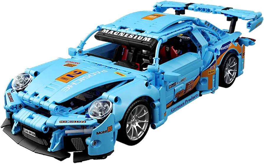 Blue Sports Car 911 Building Blocks Set Toy, Collectible MOC Car Model, Building Blocks for Adults and Kids (1288 PCS)