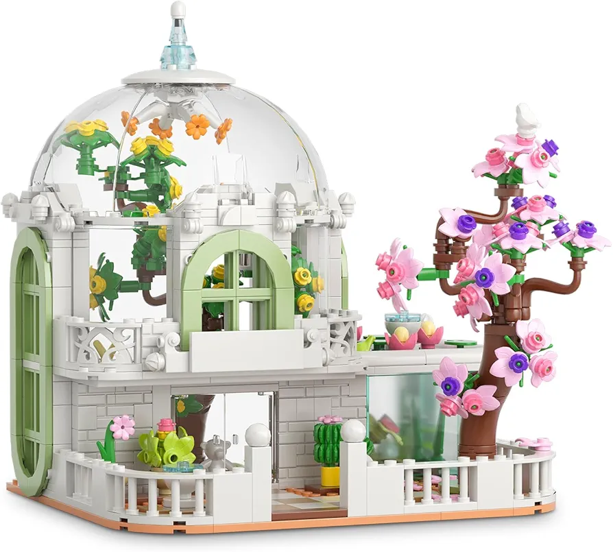 Cherry Blossoms Flower House Building Set with LED Light, Garden House Building Blocks Toy Street View Model Educational Creative Playset, Great Gifts for Kids Girls Birthday (730+ pcs)