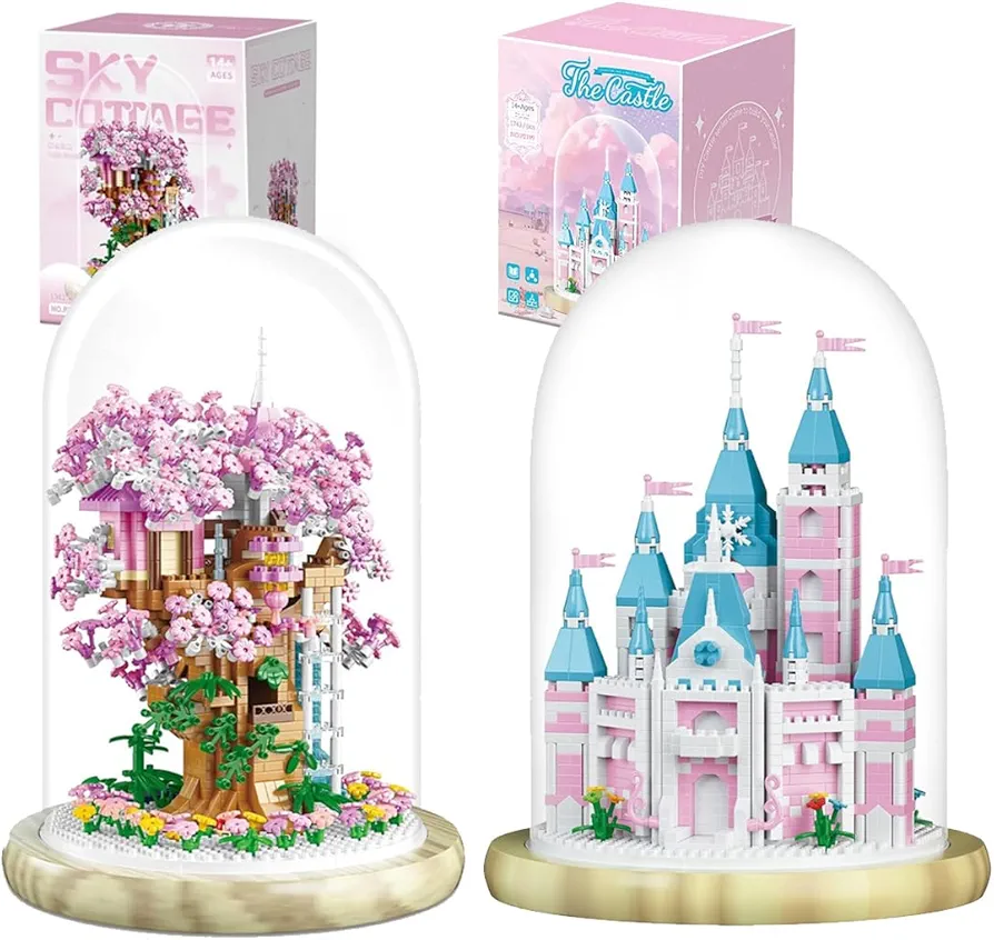 Cherry Blossom Bonsai Tree House Building Set for Adults, 1382 Pcs Micro-Particle Ideas Sakura Tree W Castle Building Blocks Bonsai Set, 1743 Pcs Micro Bricks Collectible