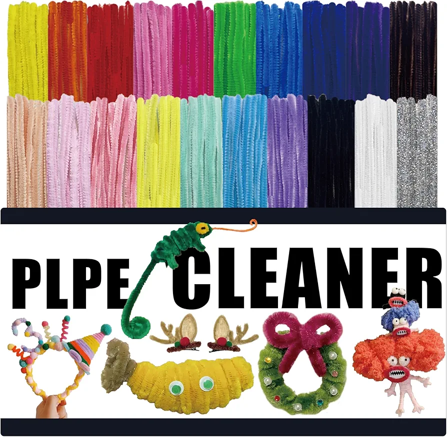 AHUIFT 230PCS 20Colors Pipe Cleaners Craft Chenille Stems Arts and Crafts Supplies Multi-Color DIY Decorations