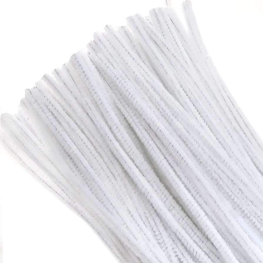 TOAOB 100pcs Pipe Cleaners White Pipe Cleaners Chenille Stems 6mm x 12 Inch Fuzzy Sticks Crafts Supplies for DIY Art Crafts Decorations