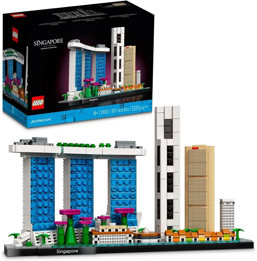 LEGO Architecture Singapore 21057 Building Set - Skyline Collection, Architecture Construction Model for Home and Office Décor, Gift Idea for Adults